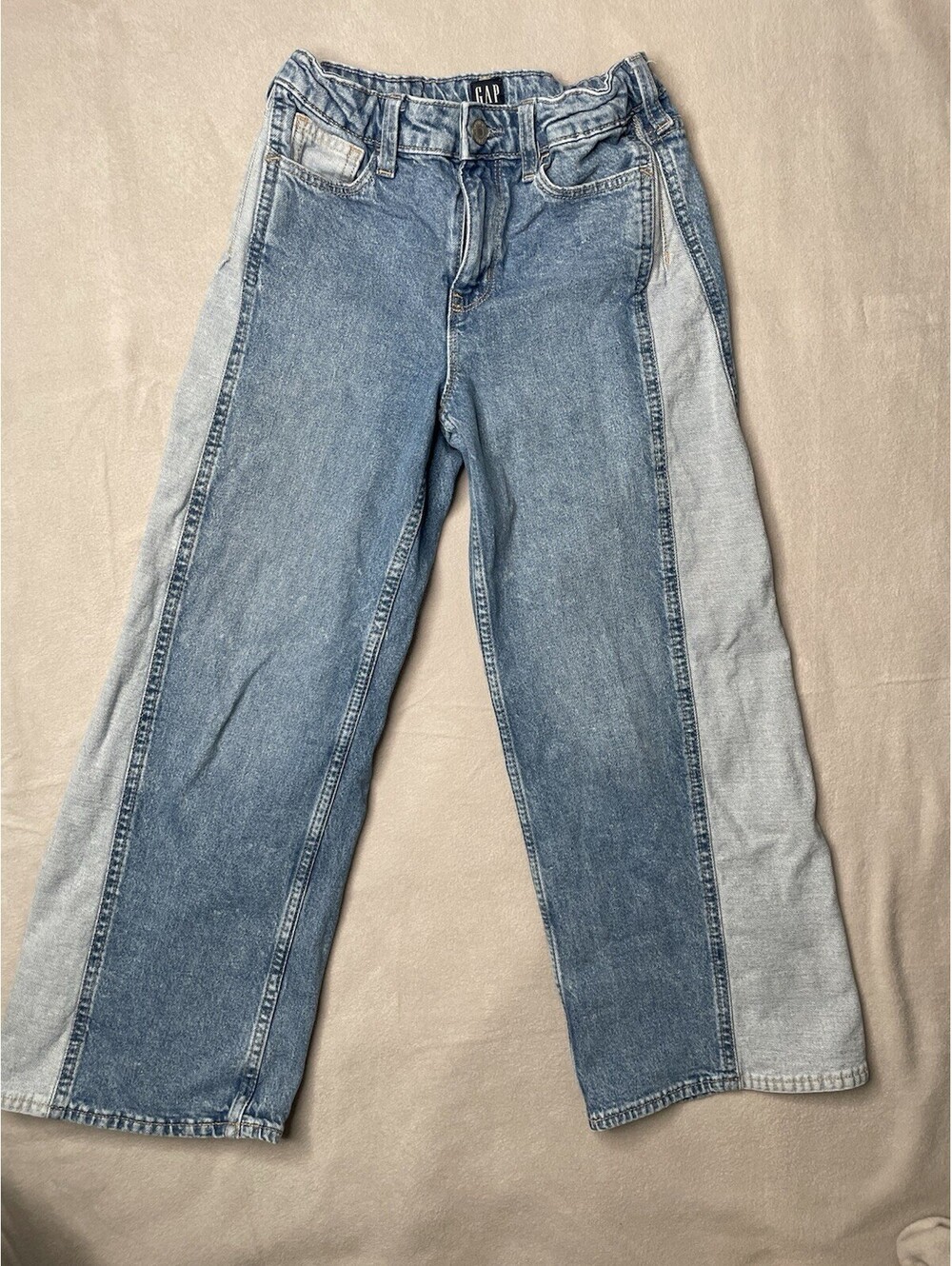 Gap Kids High Rise Wide-Leg Ankle Jeans adjustable waist Two-toned Sz 12